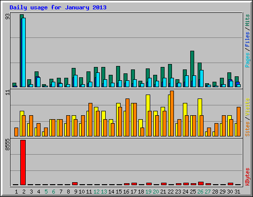 Daily usage for January 2013