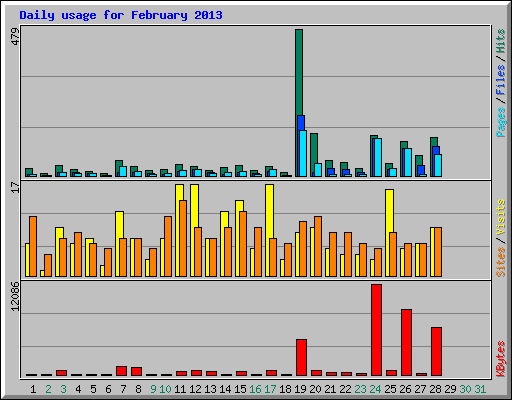 Daily usage for February 2013