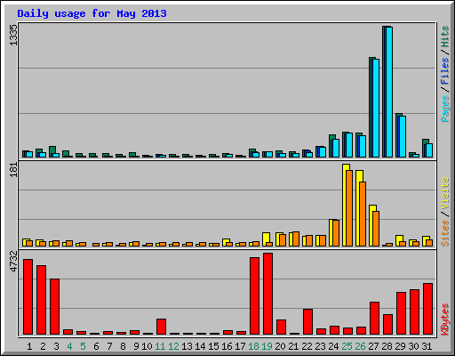 Daily usage for May 2013