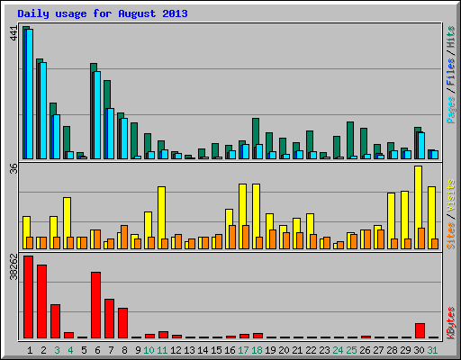 Daily usage for August 2013