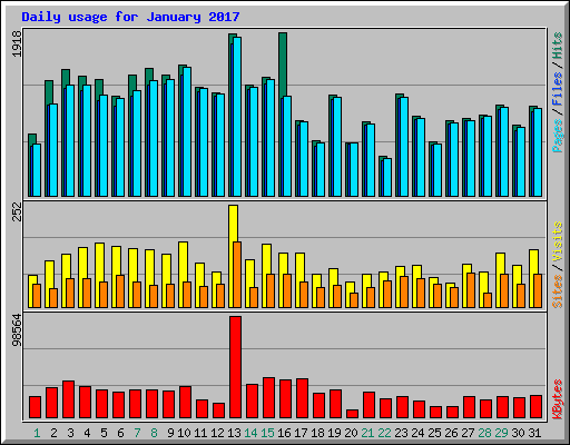 Daily usage for January 2017