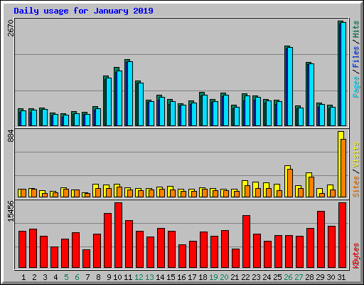 Daily usage for January 2019