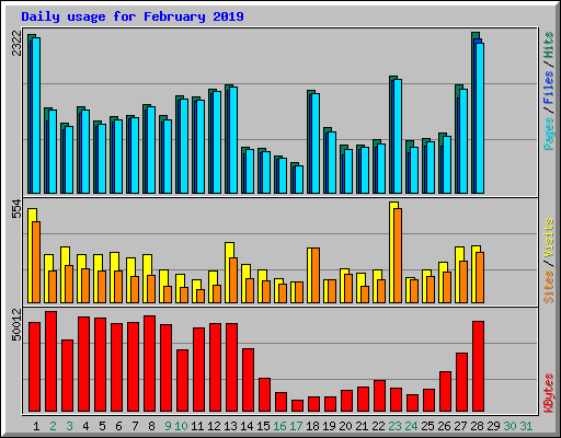 Daily usage for February 2019