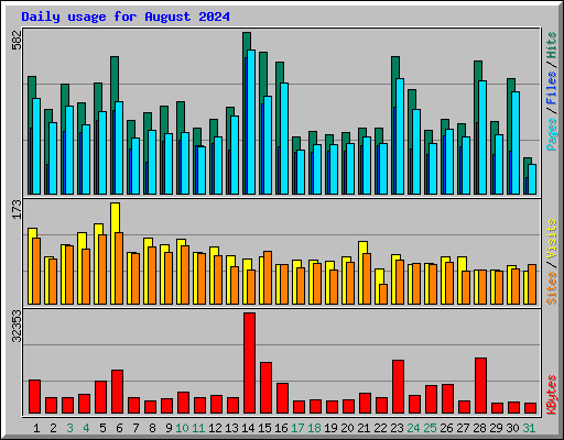 Daily usage for August 2024