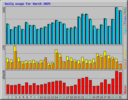 Daily usage for March 2025
