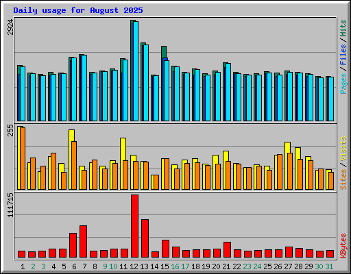 Daily usage for August 2025